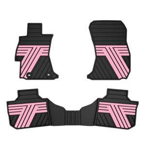 TTX LIGHTING Floor Mats Compatible with Subaru Crosstrek 2016-2017/Impreza 2012-2016/WRX 2015-2021, Custom Fit All Weather 1st & 2nd Row Floor Liners, Black & Pink