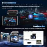 Dash Cam 4K Front and 1080P Rear Full HD Dash Camera for Cars with ADAS & Blind Spot Detection, Built-in GPS & WiFi, 3" IPS Screen, G-Sensor, Loop Recording, Free 64GB Card Included, Support 128GB Max