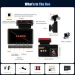 Dash Cam 4K Front and 1080P Rear Full HD Dash Camera for Cars with ADAS & Blind Spot Detection, Built-in GPS & WiFi, 3" IPS Screen, G-Sensor, Loop Recording, Free 64GB Card Included, Support 128GB Max