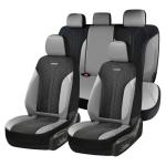 Coverado Automotive Seat Covers Full Set, Luxury Car Seat Covers, Leather Seat Covers, Mesh Design, Black Driver Seat Protectors, Universal Fit for SUVs, Trucks, Sedans
