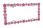 Creathome 3D Shining Daisy Wrenth License Plate Frame from Pure Zinc Alloy Metal Perfect Plate Holder, Chrome with Pink Glitter
