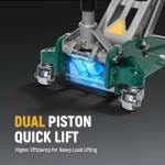 SATA 3-Ton (6,600 lb) Aluminum Floor Jack, Low-Profile Design with Dual-Piston Rapid Lift Pump, Tested for 1.5X Overload for Ultimate Safety, 30% Lighter Than Steel Model