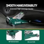 SATA 3-Ton (6,600 lb) Aluminum Floor Jack, Low-Profile Design with Dual-Piston Rapid Lift Pump, Tested for 1.5X Overload for Ultimate Safety, 30% Lighter Than Steel Model