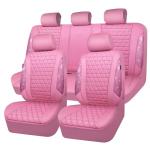 CAR PASS Bling Diamond Pink Leather Car Seat Covers Full Sets Interior Sets, Waterproof Shining Glitter Sparkly Crystal Universal Armrest Fit for Automotive Truck SUV Cute Women Girl, Pink Rhinestone