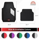 Coverado Car Floor Mats Full Set – Heavy-Duty PVC Floor Mats with Silver Metallic Heel Pad, All-Weather Protection for Front & Rear, Non-Slip Backing, Easy-Clean Interior Liners