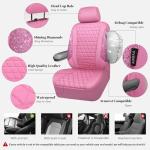 CAR PASS Bling Diamond Pink Leather Car Seat Covers Full Sets Interior Sets, Waterproof Shining Glitter Sparkly Crystal Universal Armrest Fit for Automotive Truck SUV Cute Women Girl, Pink Rhinestone