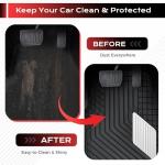 Coverado Car Floor Mats Full Set – Heavy-Duty PVC Floor Mats with Silver Metallic Heel Pad, All-Weather Protection for Front & Rear, Non-Slip Backing, Easy-Clean Interior Liners
