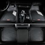 Coverado Car Floor Mats Full Set – Heavy-Duty PVC Floor Mats with Silver Metallic Heel Pad, All-Weather Protection for Front & Rear, Non-Slip Backing, Easy-Clean Interior Liners