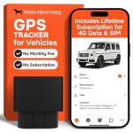 GPS Tracker for Vehicles, No Monthly Fee, No Subscription with Real-Time Location, Mileage Tracking, Speeding Monitoring, Route History, Geofence, OBD, for Fleets & Families, USA, Moto Watchdog