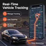 GPS Tracker for Vehicles, No Monthly Fee, No Subscription with Real-Time Location, Mileage Tracking, Speeding Monitoring, Route History, Geofence, OBD, for Fleets & Families, USA, Moto Watchdog