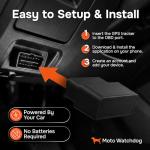 GPS Tracker for Vehicles, No Monthly Fee, No Subscription with Real-Time Location, Mileage Tracking, Speeding Monitoring, Route History, Geofence, OBD, for Fleets & Families, USA, Moto Watchdog