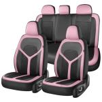FLORICH Car Seat Covers Full Set, Universal Seat Cover 5 Seats, Automotive Seat Covers with Mesh Leather, Waterproof Car Seat Protector, Breathable Car Seat Cushion for Most Car SUV Truck, Pink
