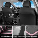 FLORICH Car Seat Covers Full Set, Universal Seat Cover 5 Seats, Automotive Seat Covers with Mesh Leather, Waterproof Car Seat Protector, Breathable Car Seat Cushion for Most Car SUV Truck, Pink