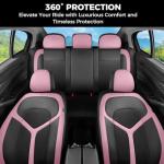 FLORICH Car Seat Covers Full Set, Universal Seat Cover 5 Seats, Automotive Seat Covers with Mesh Leather, Waterproof Car Seat Protector, Breathable Car Seat Cushion for Most Car SUV Truck, Pink