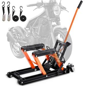 VEVOR Hydraulic Motorcycle Lift Jack, 1500 LBS Capacity ATV Scissor Lift Jack, Portable Motorcycle Lift Table with 4 Wheels, Hydraulic Foot-Operated Hoist Stand for Motorcycle ATV UTV Powersports