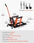 VEVOR Hydraulic Motorcycle Lift Jack, 1500 LBS Capacity ATV Scissor Lift Jack, Portable Motorcycle Lift Table with 4 Wheels, Hydraulic Foot-Operated Hoist Stand for Motorcycle ATV UTV Powersports