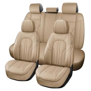 MINGBRON Car Seat Covers,Car Seat Protector Waterproof,Seat Covers Full Set, Car Seat Protectors,Automotive Seat Covers Fit for Most Cars Beige