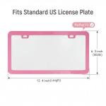 Fashion Super Slim Matte Pink License Plate Frames,Exclusive License Plate Covers,Weather Proof License Plate Holder for Women(2 Frames Pink)