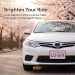 Fashion Super Slim Matte Pink License Plate Frames,Exclusive License Plate Covers,Weather Proof License Plate Holder for Women(2 Frames Pink)