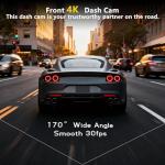 4K Dash Cam with Built-in WiFi, Front Car Camera, APP Control, Night Vision, 24H Parking Monitor, 170° Wide Angle, G-Sensor, Loop Recording, WDR(A19)
