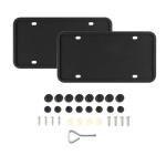 HZEL Car License Plate Frame, 2PCS Silicone Rustproof Front Back Tag Guard Bracket Holder, Rattle Proof & Weatherproof Automotive Protection Accessories, Universal for SUV, Truck, RV(Black)