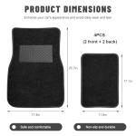 Sun Walker 4 PCS Car Floor Mats, Waterproof Anti-Slip Front & Rear Car Carpets with Driver Heel Pad, All Weather Floor Protective Pads Universal for SUVs Trucks Sedans Vans (Black)
