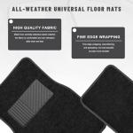 Sun Walker 4 PCS Car Floor Mats, Waterproof Anti-Slip Front & Rear Car Carpets with Driver Heel Pad, All Weather Floor Protective Pads Universal for SUVs Trucks Sedans Vans (Black)