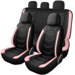 HChengkikz Pink Seat Covers,Breathable and Sport Seat Covers,Anti-Slip Universal Fit Car Seat Covers Full Set for Cars Sedans SUV and Truck(Full Seat,Black+Pink,N2)