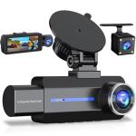 BAEASU Dash Cam Front and Rear 2.5K/1440P, 3 Channel Dash Camera for Cars Dash Cam Front Rear and Inside with 32GB Card, 3.16" IPS Screen, G-Sensor, Loop Recording, Night Vision, Parking Mode