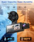 BAEASU Dash Cam Front and Rear 2.5K/1440P, 3 Channel Dash Camera for Cars Dash Cam Front Rear and Inside with 32GB Card, 3.16" IPS Screen, G-Sensor, Loop Recording, Night Vision, Parking Mode