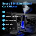 Smart Car Air Freshener with 3 Essential Oils, Car Fresheners Long Lasting, Rechargeable Car Aroma Diffuser and DIY Perfume Choose, Smart Auto On/Off(Black)