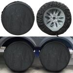 Tire Covers 4 Pack, Tough Tire Wheel Protector for Truck, SUV, Trailer, Camper, RV, Carbon Fiber Spare Tire Cover Sun Rain Snow Protector, Universal Fits Tire Diameters 26.75-29 inches, Black