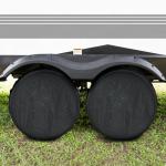 Tire Covers 4 Pack, Tough Tire Wheel Protector for Truck, SUV, Trailer, Camper, RV, Carbon Fiber Spare Tire Cover Sun Rain Snow Protector, Universal Fits Tire Diameters 26.75-29 inches, Black