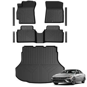GALVAGNITE Floor Mats for Hyundai Elantra Gas 2021-2026, All Weather Floor Mats Trunk Cargo Liner and Door Sill Guards Accessories, Full Coverage Set (Not fit Hybrid Models)