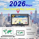 GPS Navigator for Car, 2026 Map 7 inch Touch Screen Car GPS 256-16GB,Voice Turn Direction Guidance, Support Speed and Red Light Warning, North America Lifetime map Free Update Truck(Brown)