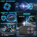 NHOPEEW Motorcycle Dash Cam 1080P/2K HD WiFi Mini Screenless Motorbike Driving Recorder, IP66 Waterproof Front Camera, Wide Angle, Loop Recording, App Control & Button Photo + 64G Memory Card