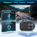 NHOPEEW Motorcycle Dash Cam 1080P/2K HD WiFi Mini Screenless Motorbike Driving Recorder, IP66 Waterproof Front Camera, Wide Angle, Loop Recording, App Control & Button Photo + 64G Memory Card