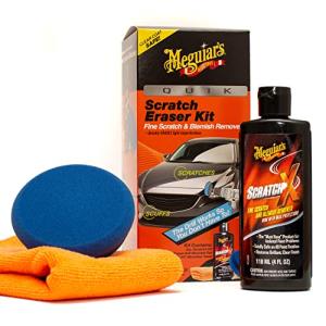 Meguiar’s Quik Scratch Eraser Kit, Car Scratch Remover for Fixing Surface Blemishes, Includes ScratchX, Drill-Mounted Pad, and Microfiber Towel, Great Car Gifts for Men and Women