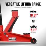 Heavy Duty Hydraulic Car Floor Jack with Quick Lift Pump for All Terrain Vehicles, 3 Ton Capacity, Red