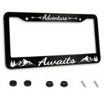 Adventure Awaits License Plate Frame Stainless Steel Car Accessories Personalized License Plate Fits Standard U.S. Vehicles Size: 12.2 x 6 Inches for Men Women