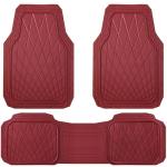 CAR PASS Heavy Duty Rubber Car Floor Mats, Waterproof Universal Trim-to-Fit Car Mats All Weather Floor Mats for SUV Truck Sedan, Premium Auto Floor Mats Full Set 3 Piece Anti-Slip, All Burgundy Red