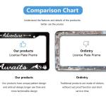 Adventure Awaits License Plate Frame Stainless Steel Car Accessories Personalized License Plate Fits Standard U.S. Vehicles Size: 12.2 x 6 Inches for Men Women