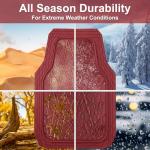 CAR PASS Heavy Duty Rubber Car Floor Mats, Waterproof Universal Trim-to-Fit Car Mats All Weather Floor Mats for SUV Truck Sedan, Premium Auto Floor Mats Full Set 3 Piece Anti-Slip, All Burgundy Red