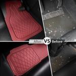 CAR PASS Heavy Duty Rubber Car Floor Mats, Waterproof Universal Trim-to-Fit Car Mats All Weather Floor Mats for SUV Truck Sedan, Premium Auto Floor Mats Full Set 3 Piece Anti-Slip, All Burgundy Red