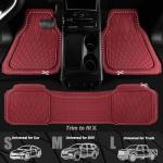 CAR PASS Heavy Duty Rubber Car Floor Mats, Waterproof Universal Trim-to-Fit Car Mats All Weather Floor Mats for SUV Truck Sedan, Premium Auto Floor Mats Full Set 3 Piece Anti-Slip, All Burgundy Red