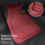 CAR PASS Heavy Duty Rubber Car Floor Mats, Waterproof Universal Trim-to-Fit Car Mats All Weather Floor Mats for SUV Truck Sedan, Premium Auto Floor Mats Full Set 3 Piece Anti-Slip, All Burgundy Red