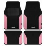 NASCAR Car Floor Mats, Carpet & Pink Leather Design Car Mats, Universal-Fit All-Weather Car Floor Mats with Built-in Heel Pad & Anti-Slip Backing, Durable Odorless Automotive Interior Accessories