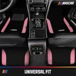 NASCAR Car Floor Mats, Carpet & Pink Leather Design Car Mats, Universal-Fit All-Weather Car Floor Mats with Built-in Heel Pad & Anti-Slip Backing, Durable Odorless Automotive Interior Accessories