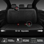 CAR PASS Faux Leather Back Seat Cover, Universal Quilting Waterproof Bench Rear Seat Cover Universal car seat Cover Fit 95% Automotive Interior Covers for Sedans SUVs Vans Small Trucks, All Black