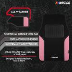 NASCAR Car Floor Mats, Carpet & Pink Leather Design Car Mats, Universal-Fit All-Weather Car Floor Mats with Built-in Heel Pad & Anti-Slip Backing, Durable Odorless Automotive Interior Accessories